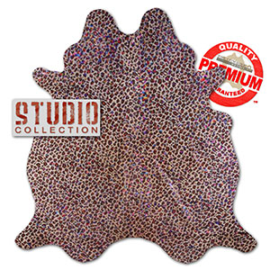 328376 - Printed Devore Colorful Confetti on Leopard on Tan Cowhide