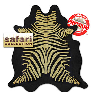 328383 - Printed Distressed Zebra Yellow on Black Premium Cowhide
