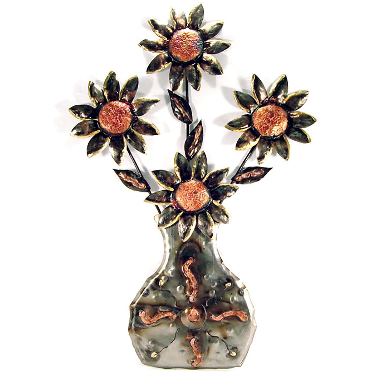 Copper Wall Art - Sunflowers in Vase