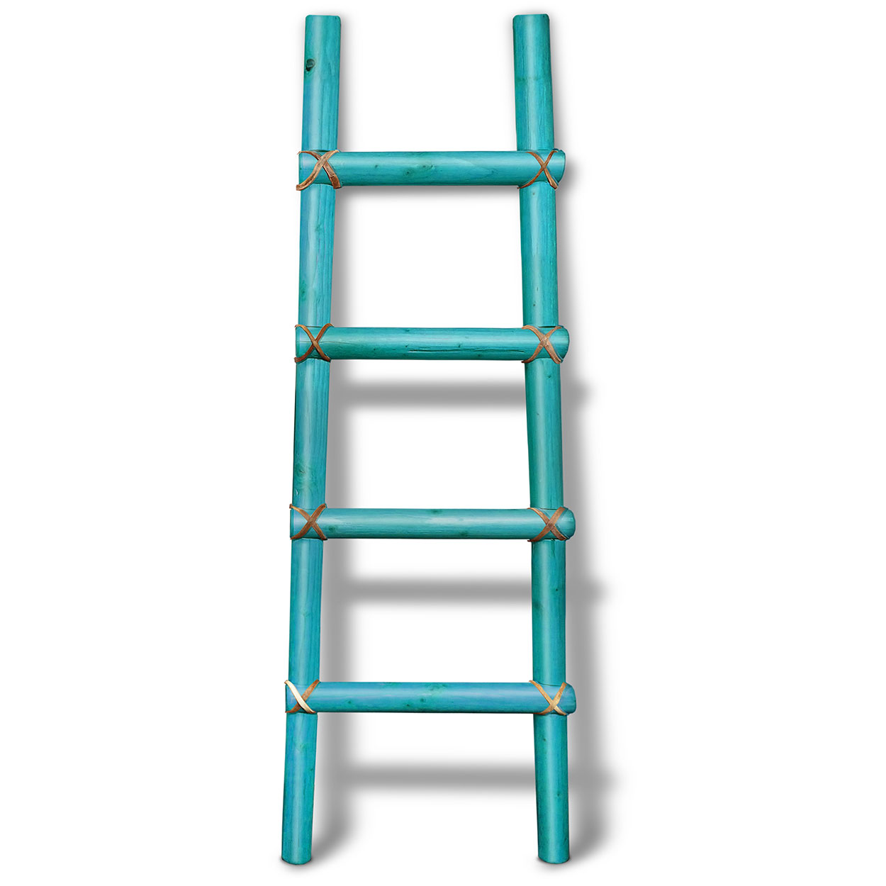 460244 - 36in Southwest Wooden Kiva Blanket Ladder in Turquoise