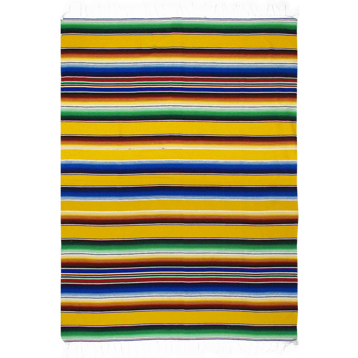Mexican Serape Blanket - 5ft x 7ft - Yellow Rainbow