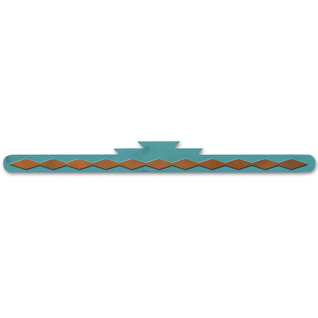 4908 - Turquoise Pine Wooden Rug Hanger with Diamonds Metal Accent