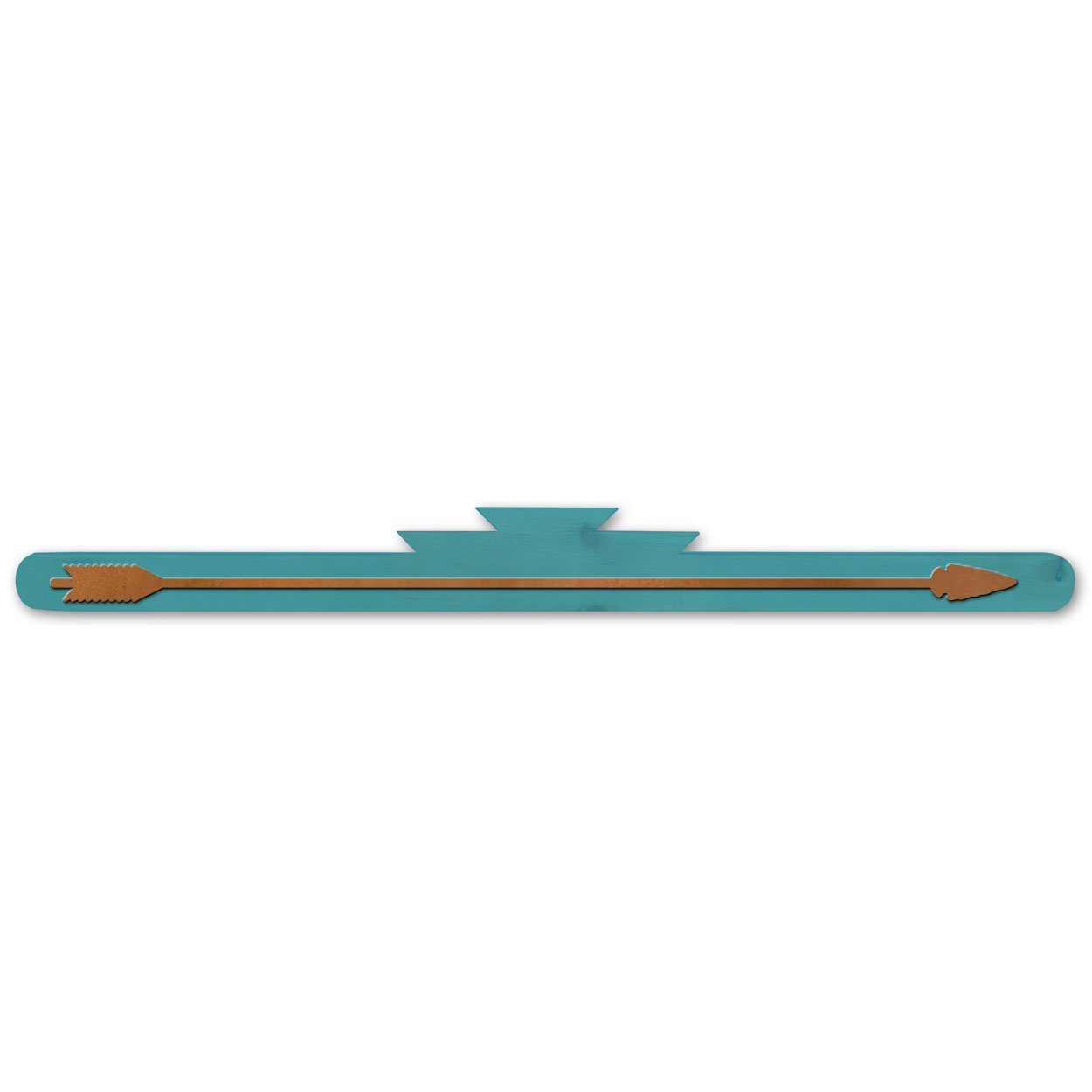 4909 - Turquoise Pine Wooden Rug Hanger with Arrow Metal Accent