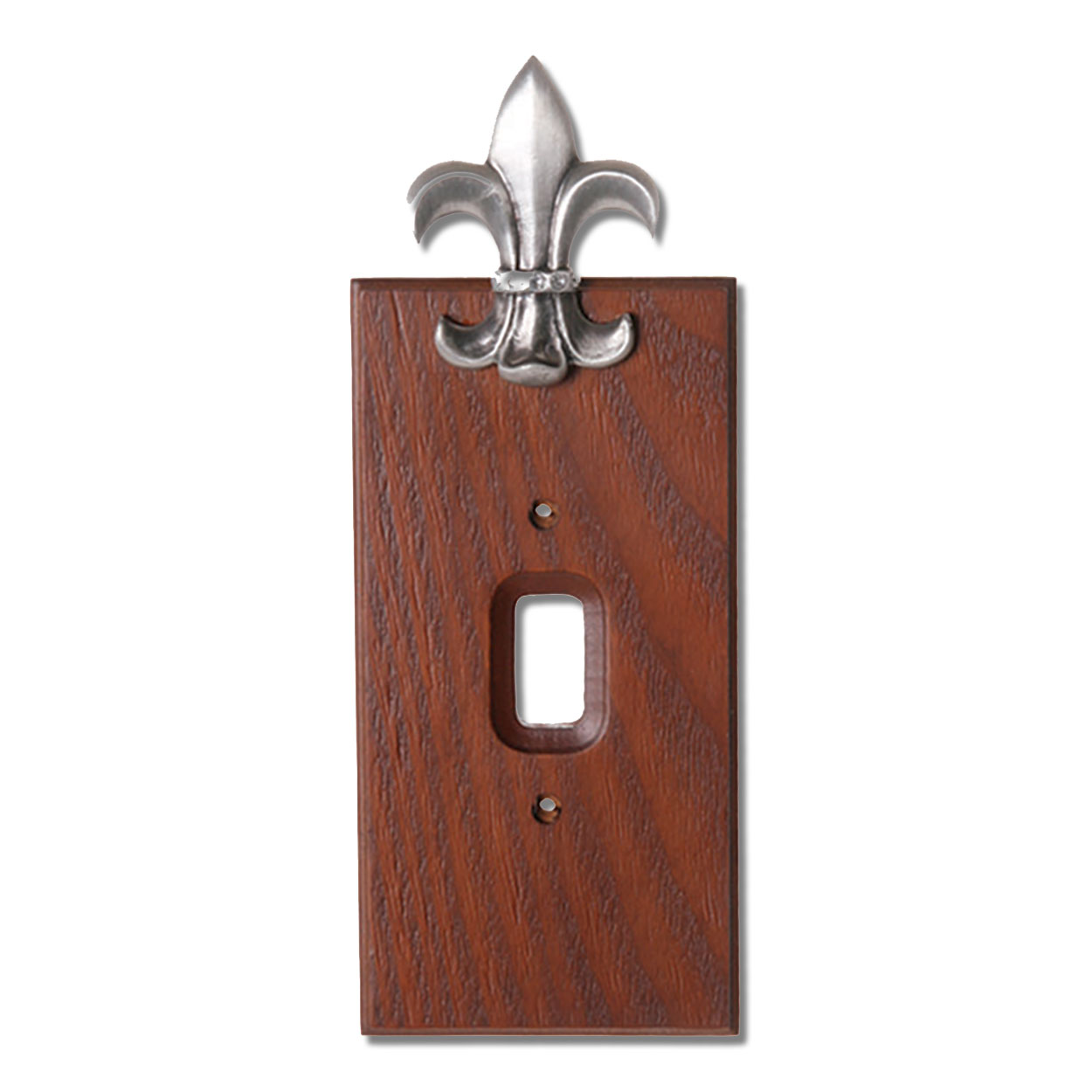 531382 - Lazart Fleur De Lis Pewter on Wood Single Standard Switch Plate