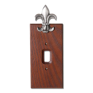 531382 - Lazart Fleur De Lis Pewter on Wood Single Std Switch Plate