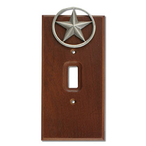 531462 - Lazart Lone Star Pewter on Wood Single Std Switch Plate