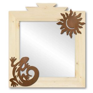 600009 - 17in C-Lizard and Sun Southwest Natural Pine Accent Mirror