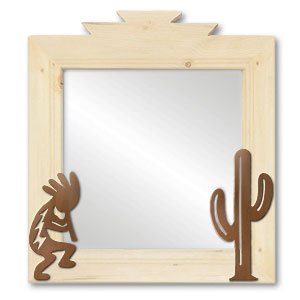 600017 - 17in Kokopelli and Cactus Southwest Natural Pine Accent Mirror