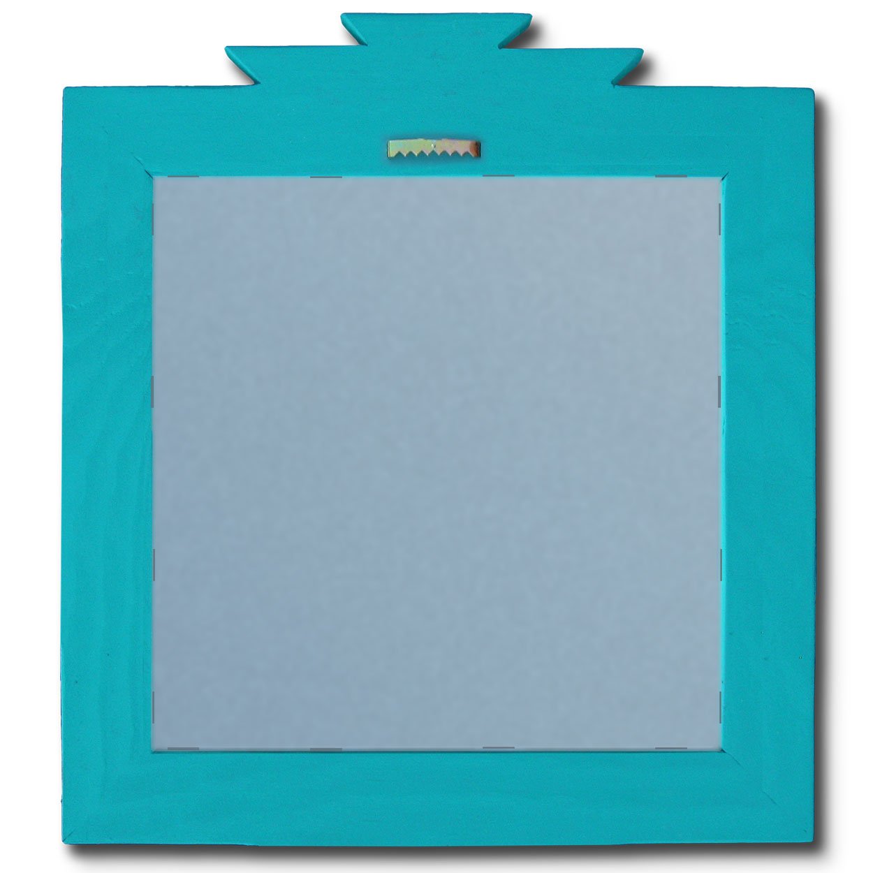 600020 - 17in Kokopelli and Sun Southwest Turquoise Pine Accent Mirror