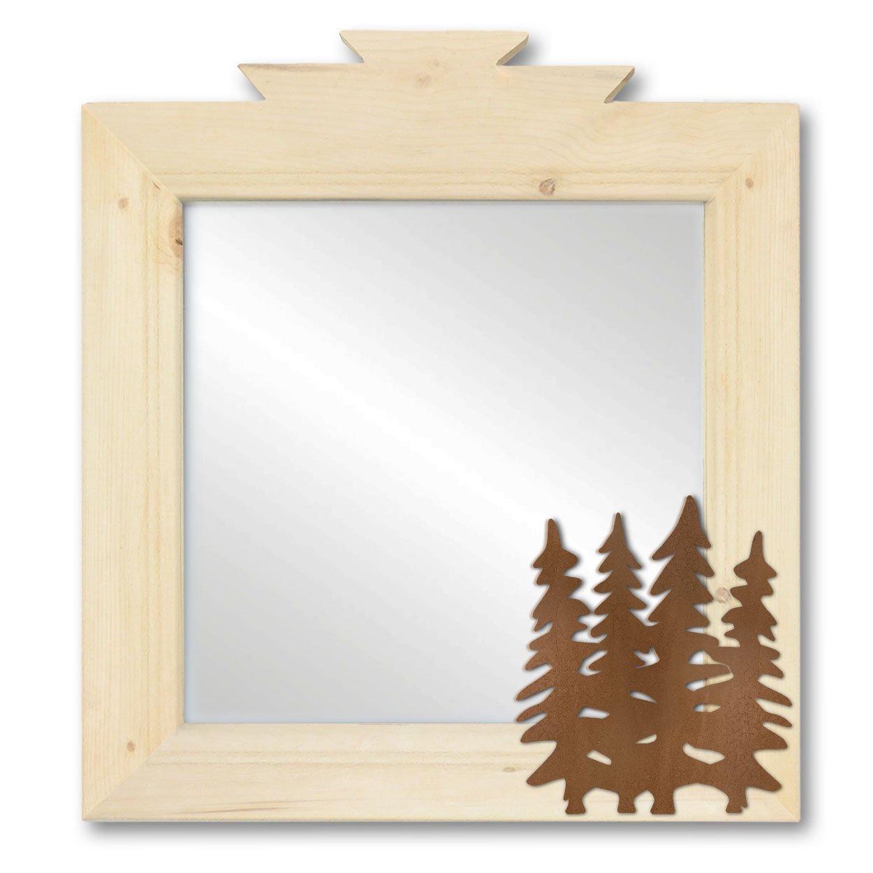 600031 - 17in Pine Trees Lodge Natural Pine Accent Wall Mirror