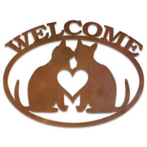 600106 - Cats in Love Metal Welcome Sign