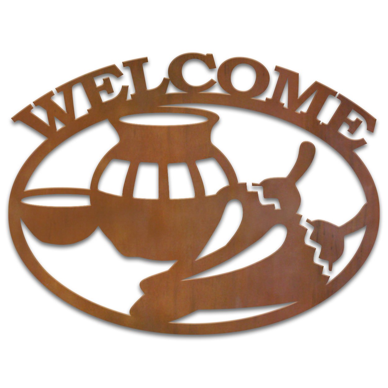 600108 - Peppers and Pots Metal Welcome Sign Wall Art