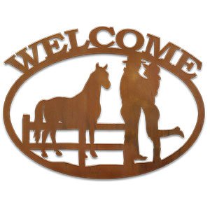 600113 - Horse and Lovers Metal Welcome Sign