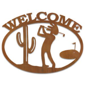 600117 - Kokopelli Golfer Metal Welcome Sign