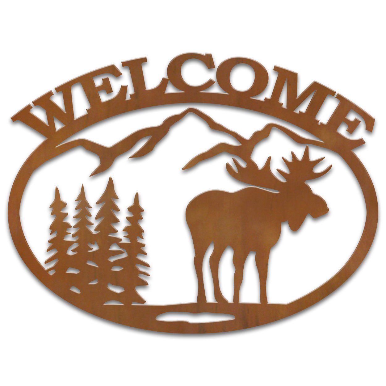600119 - Moose Scene Metal Welcome Sign