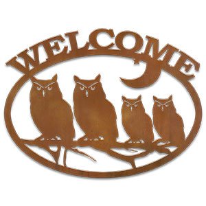 600121 - Owl Family Metal Welcome Sign