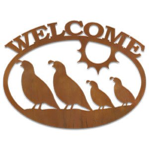 600122 - Quail Family Metal Welcome Sign