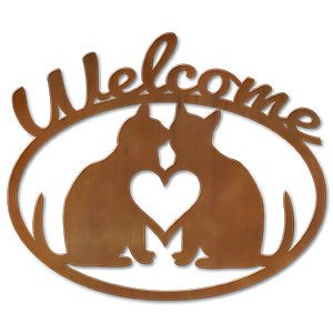 600206 - Cats in Love Metal Welcome Sign