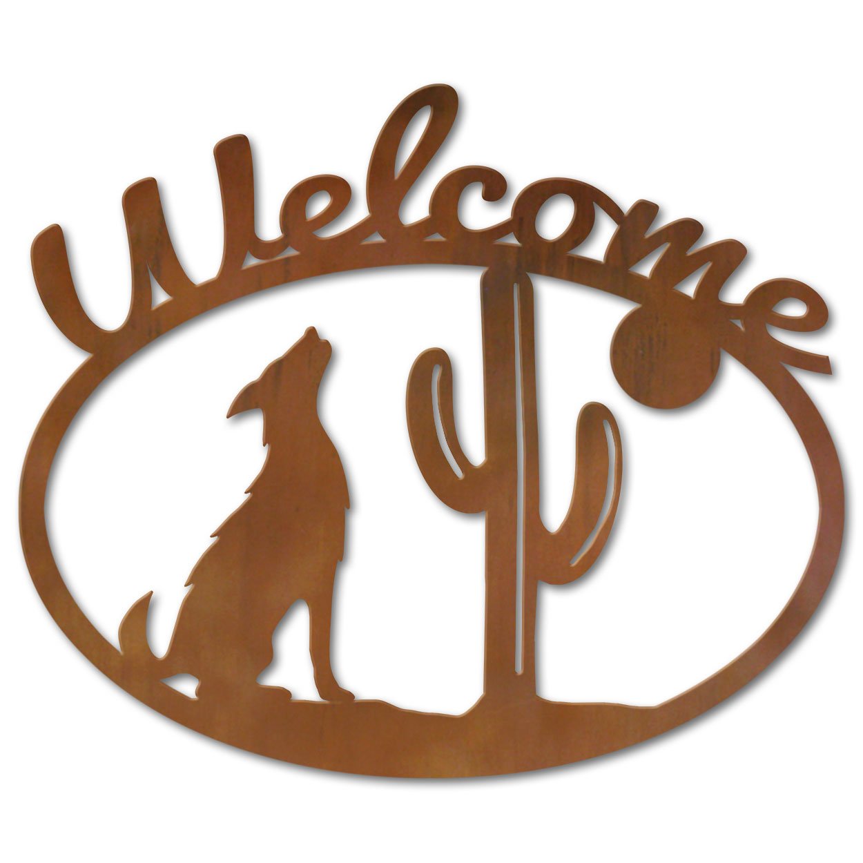 600209 - Coyote and Cactus Metal Welcome Sign Wall Art