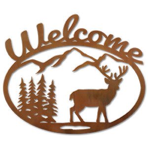 600210 - Deer Scene Metal Welcome Sign