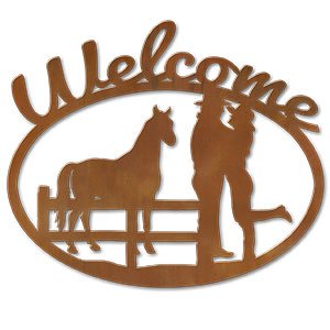 600213 - Horse and Lovers Metal Welcome Sign