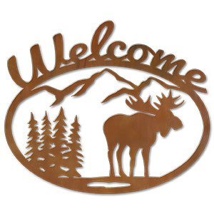 600219 - Moose Scene Metal Welcome Sign