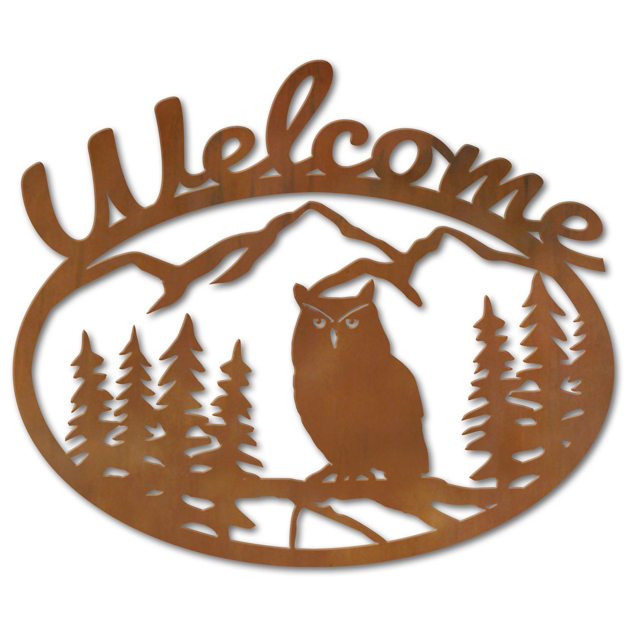 600220 - Owl in Tree Metal Welcome Sign Wall Art