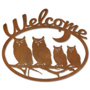 600221 - Owl Family Metal Welcome Sign