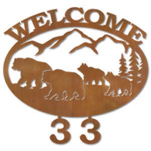 600302 - Bear Family Welcome Custom House Numbers