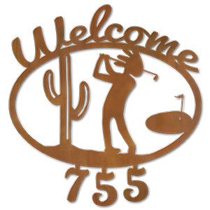 600317 - Kokopelli Golfer Welcome Custom House Numbers