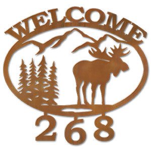 600319 - Moose Scene Welcome Custom House Numbers