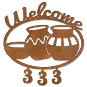 600325 - Three Pots Welcome Custom House Numbers