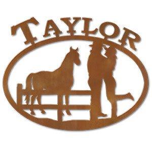 600513 - Horse and Lovers Custom Metal Name Sign
