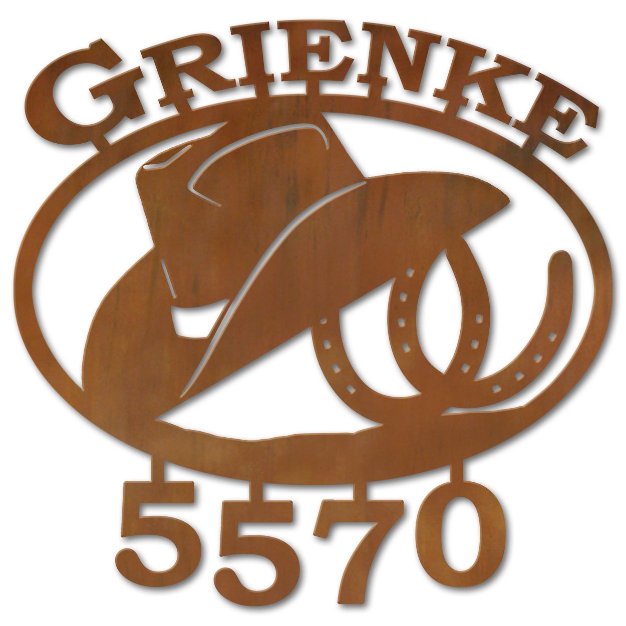 600611 - Cowboy Hat Custom Name and House Numbers Wall Art