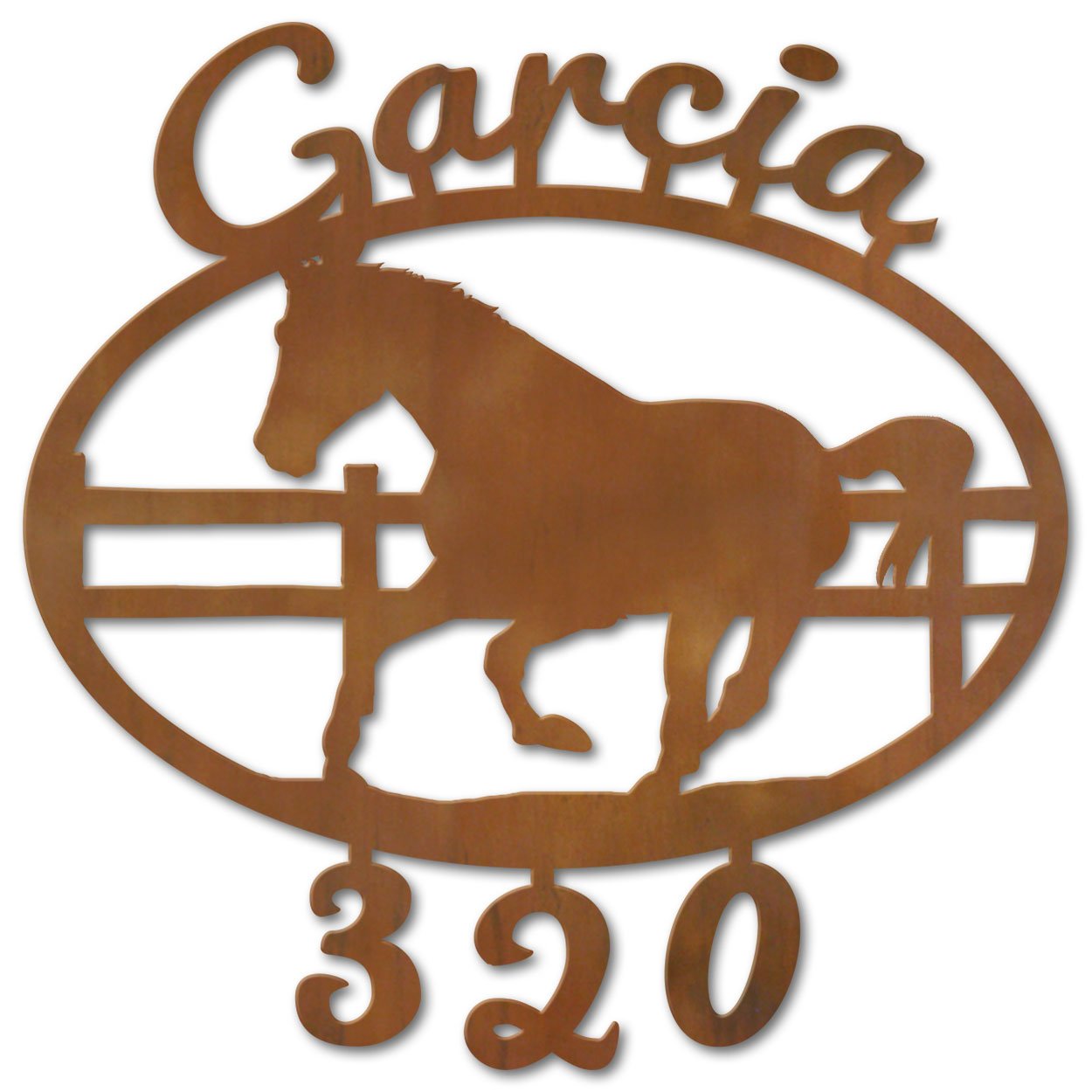 600614 - Running Horse in Corral Custom Name and House Numbers