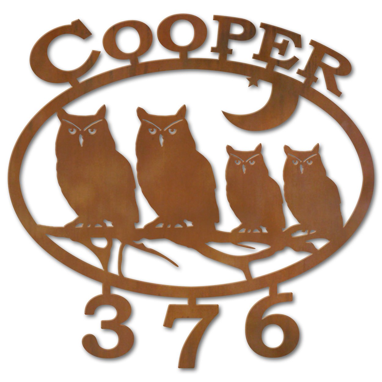 600621 - Owl Family Custom Name and House Numbers