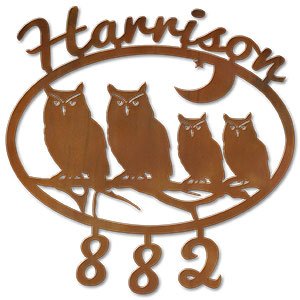 600621 - Owl Family Custom Name and House Numbers