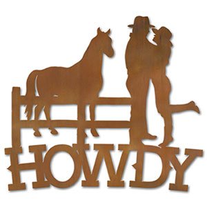 600701 - Horse and Lovers Metal Howdy Sign