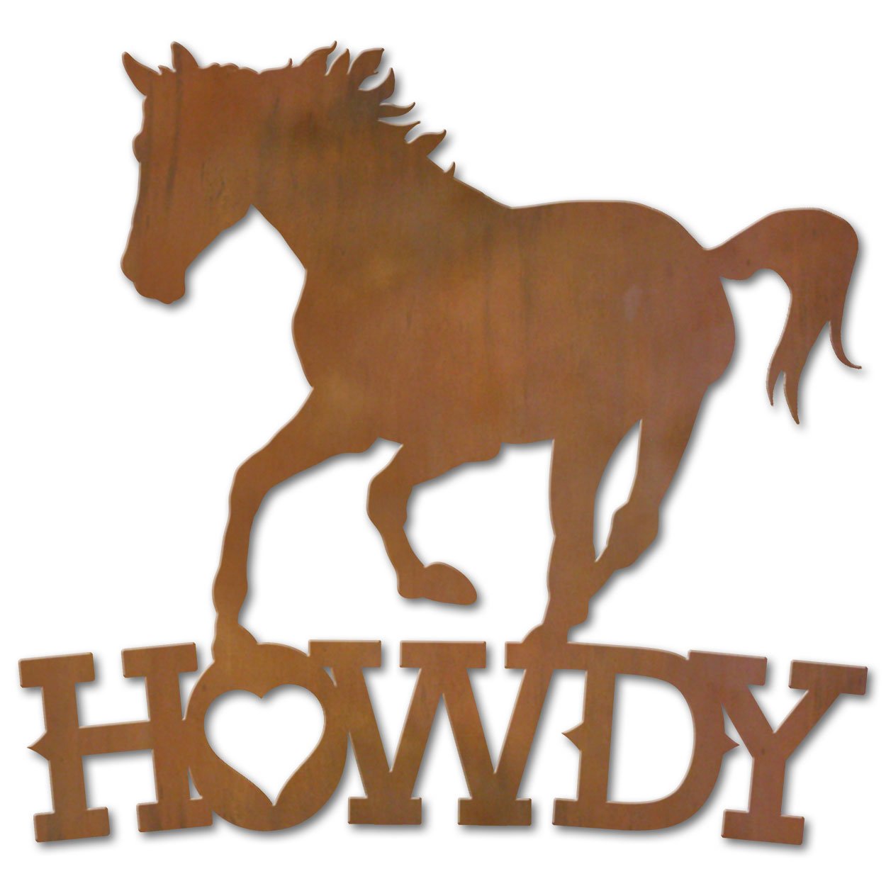 600706 - Heart Running Horse Metal Howdy Sign