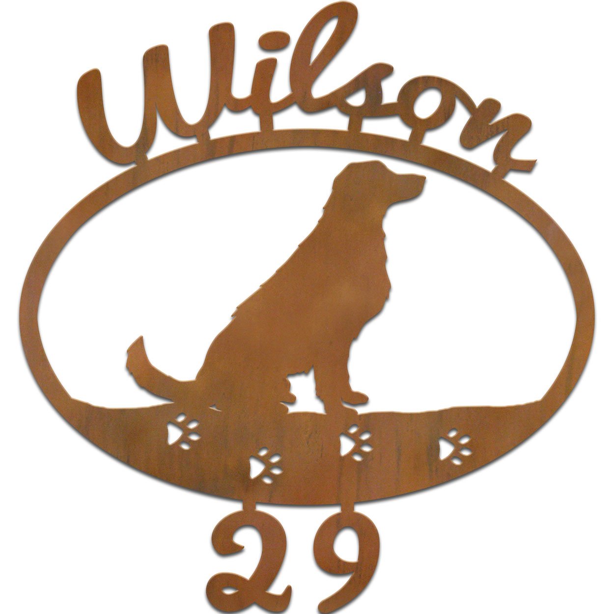 600810 - Golden Retriever Custom Name and House Numbers