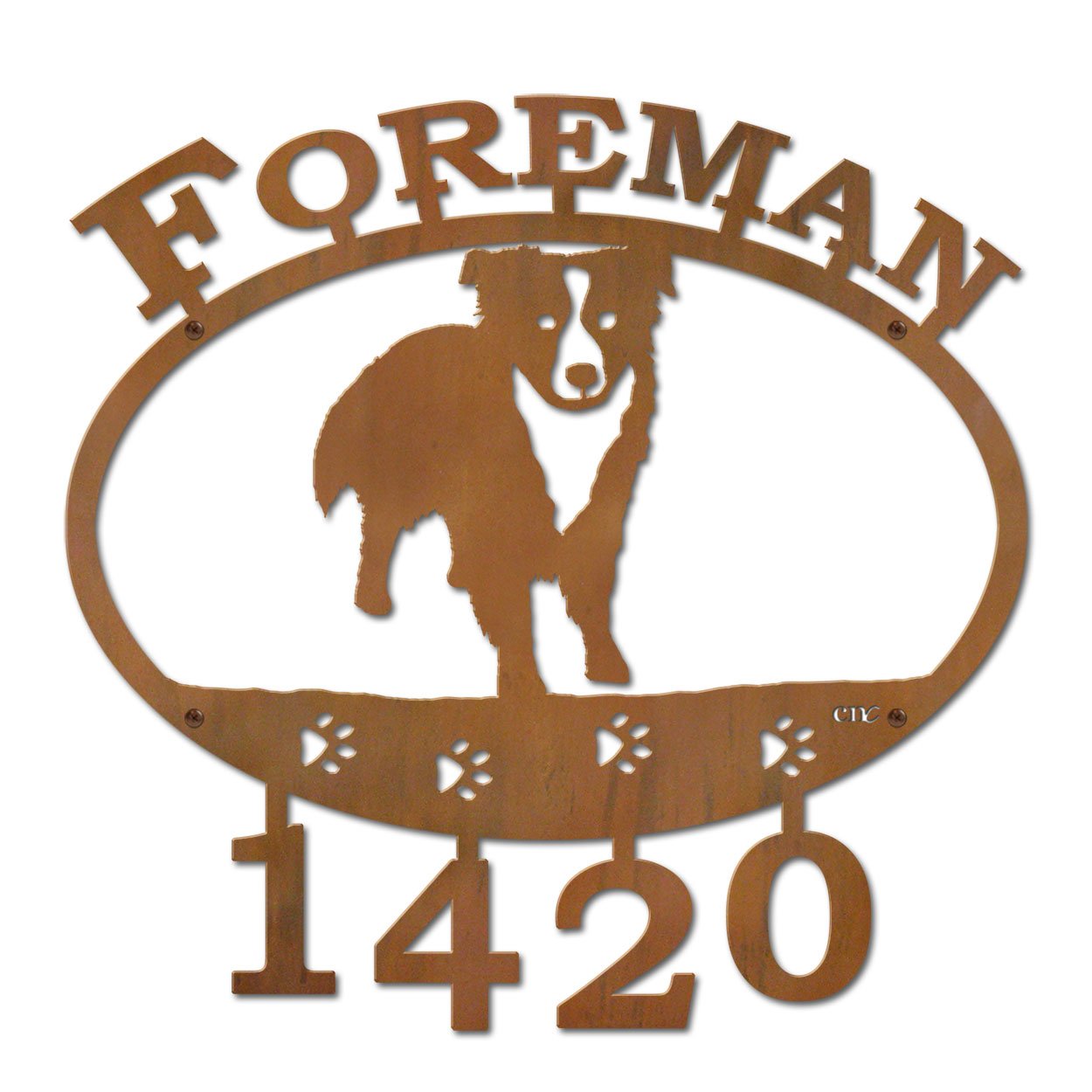 600833 - Border Collie Custom Name and House Numbers