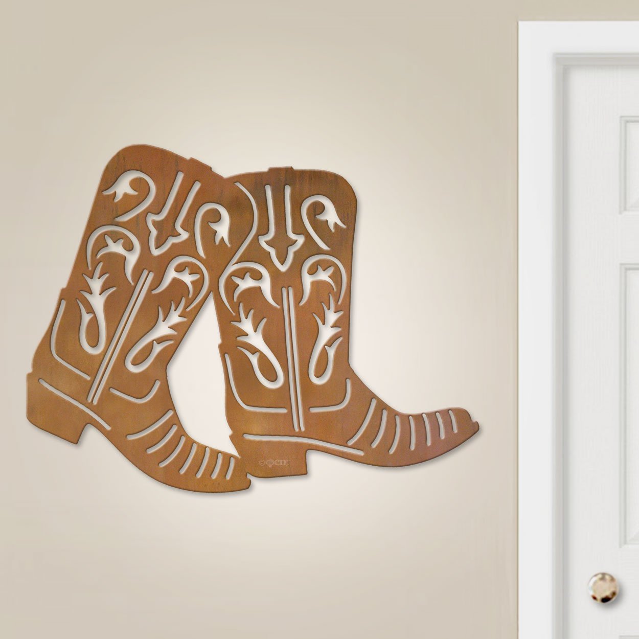 601005 - 36in Cowboy Boots Large Metal Wall Art