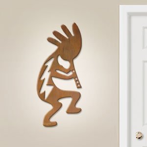 601017 - 36in Vertical Kokopelli with Flute Lg Rustic Metal Wall Decor