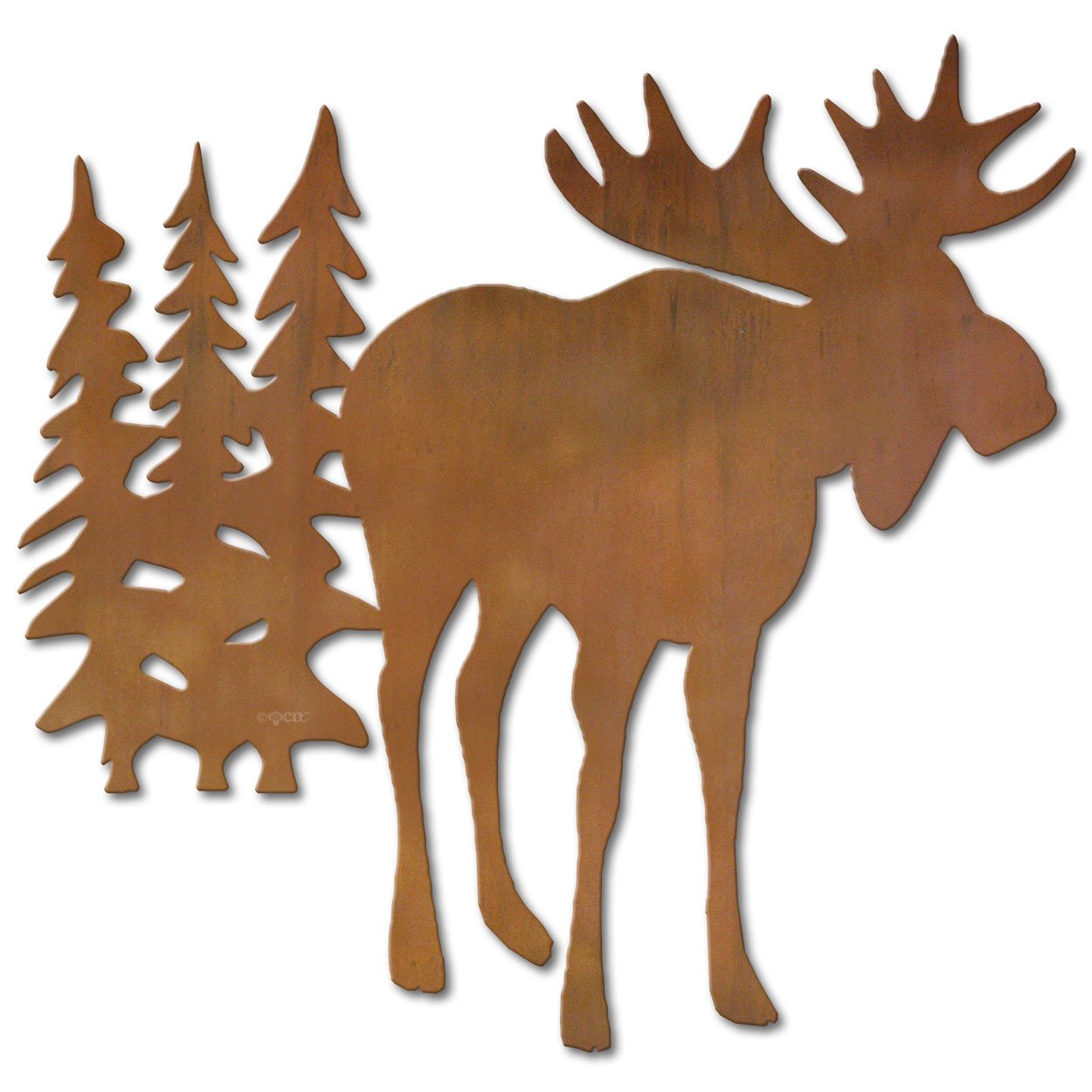 601035 - 36in Horizontal Moose and Trees Lg Rustic Metal Wall Decor