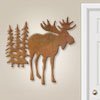 601035 - 36in Standing Moose in Forest Metal Wall Art