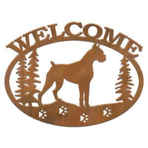 601203 - Boxer Dog Breed Metal Welcome Sign