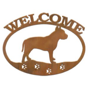 601214 - Pitbull Terrier Metal Welcome Sign
