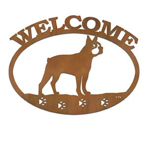 601234 - Boston Terrier Metal Welcome Sign