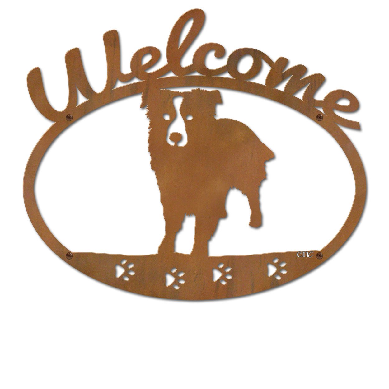 601249 - Miniature American Shepherd Metal Welcome Sign