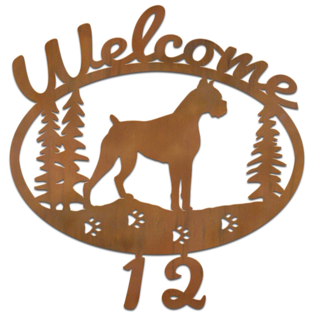 601303 - Boxer Dog Breed Welcome Custom House Numbers